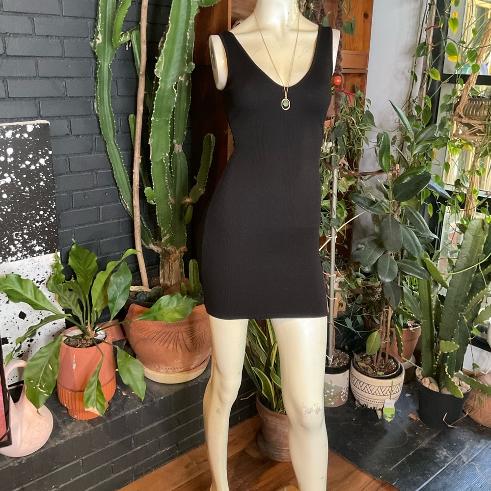Naked Wardrobe Ribbed V Neck Tank Dress LBD - Picture 4 of 5